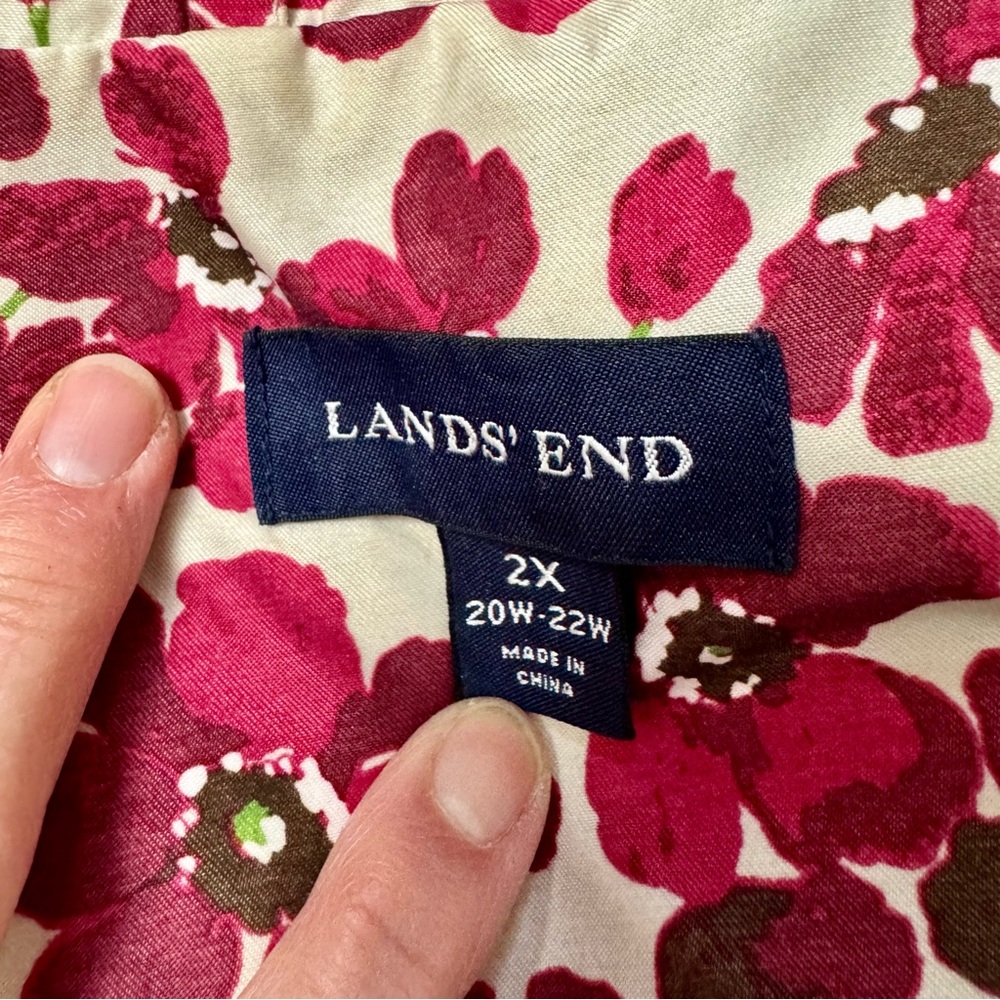 Lands' End Floral Trench Coat - Red and White - Picture 10 of 10